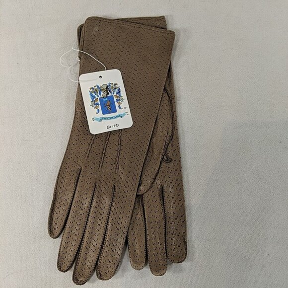 Portolano Italy Leather Gloves Tan Brown Lightweight Perforated Breathable 7 - Picture 1 of 9
